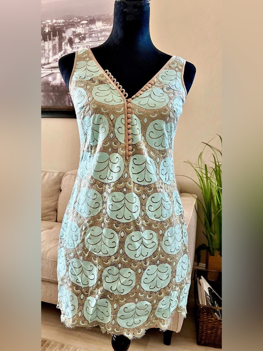 Lilly Pulitzer Mini Dress Blue & Brown Size 2 Like New SKU0138